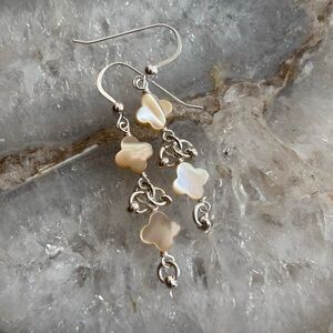 Elegant Silver and Cream Dangle Earrings